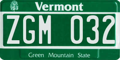 VT license plate ZGM032