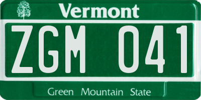 VT license plate ZGM041
