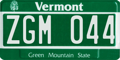 VT license plate ZGM044