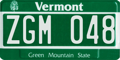 VT license plate ZGM048