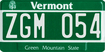 VT license plate ZGM054