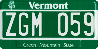 VT license plate ZGM059