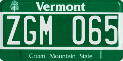 VT license plate ZGM065