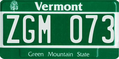 VT license plate ZGM073