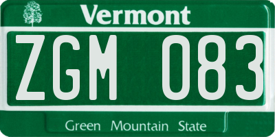 VT license plate ZGM083