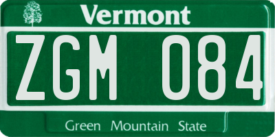 VT license plate ZGM084