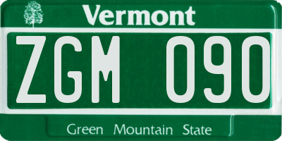 VT license plate ZGM090