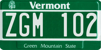 VT license plate ZGM102
