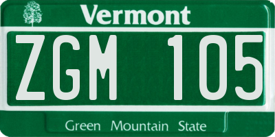 VT license plate ZGM105