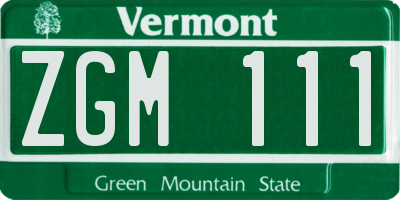 VT license plate ZGM111