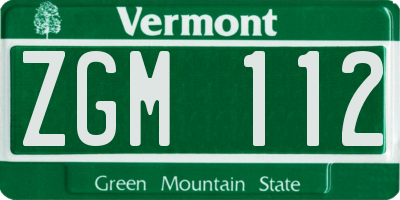 VT license plate ZGM112