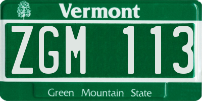 VT license plate ZGM113