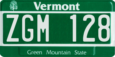 VT license plate ZGM128