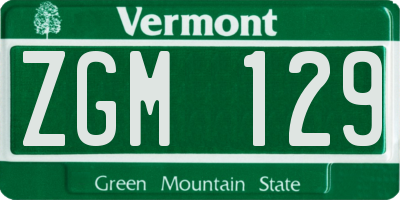VT license plate ZGM129