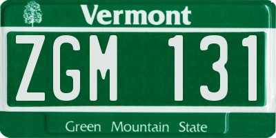 VT license plate ZGM131