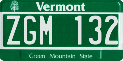VT license plate ZGM132
