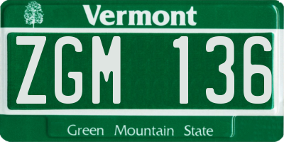 VT license plate ZGM136