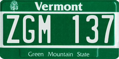 VT license plate ZGM137