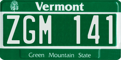 VT license plate ZGM141