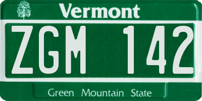 VT license plate ZGM142
