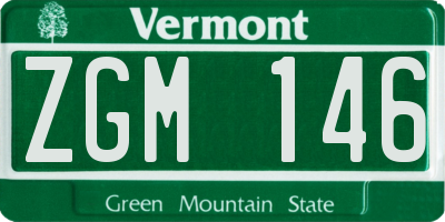 VT license plate ZGM146