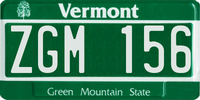 VT license plate ZGM156