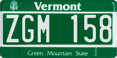 VT license plate ZGM158