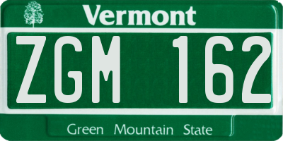 VT license plate ZGM162