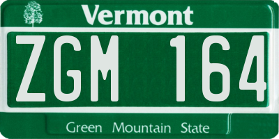 VT license plate ZGM164
