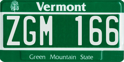VT license plate ZGM166