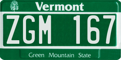 VT license plate ZGM167