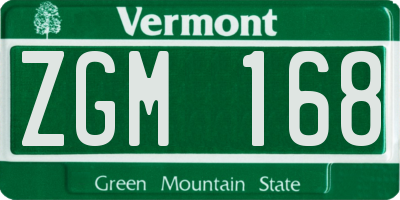 VT license plate ZGM168