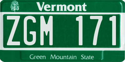 VT license plate ZGM171