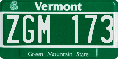 VT license plate ZGM173