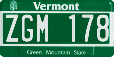 VT license plate ZGM178