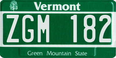 VT license plate ZGM182
