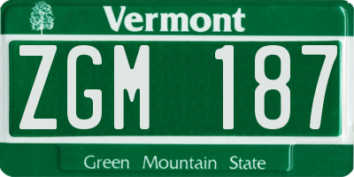 VT license plate ZGM187