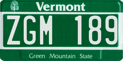 VT license plate ZGM189