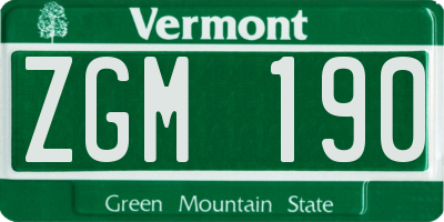 VT license plate ZGM190