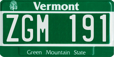 VT license plate ZGM191