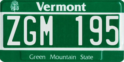 VT license plate ZGM195