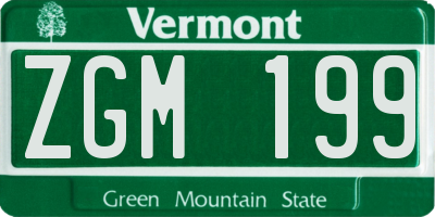 VT license plate ZGM199