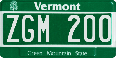 VT license plate ZGM200