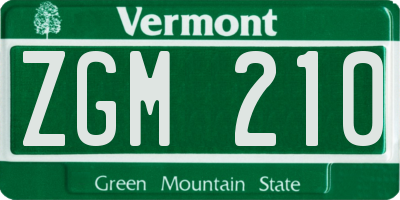 VT license plate ZGM210