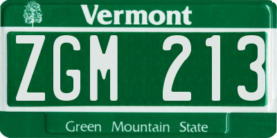 VT license plate ZGM213