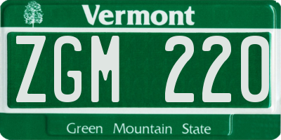 VT license plate ZGM220