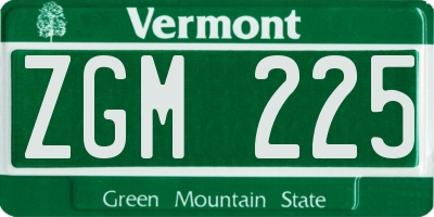 VT license plate ZGM225
