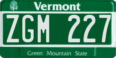 VT license plate ZGM227