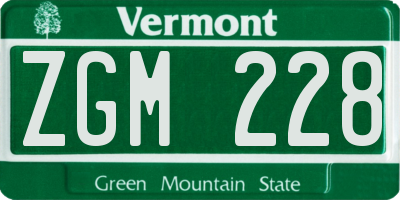 VT license plate ZGM228