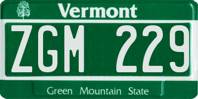VT license plate ZGM229